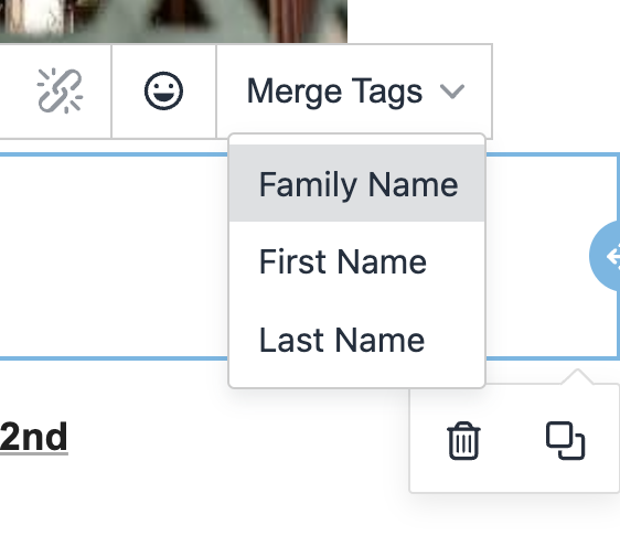 Synagogue newsletter merge tags